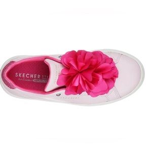 Pink Sketcher Sneakers with Floral Detail - Size 4